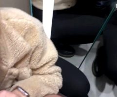 Russian Teen Deepthroats In Public Changing Room Ending With Throatpie