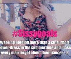 Wearing nothing more than a flowerdress