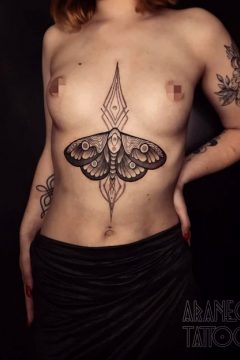 Awesome Moth Sternum Tattoo Done By @araneo_tattoo In Hamburg Germany