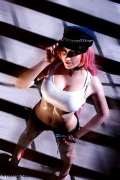 Beautiful poison cosplay babe